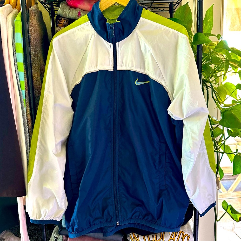 NIKE Vintage Navy Lime green Windbreaker Jacket